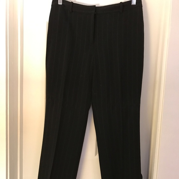 Ann Taylor Black pinstripe slacks size 4p - Picture 1 of 7